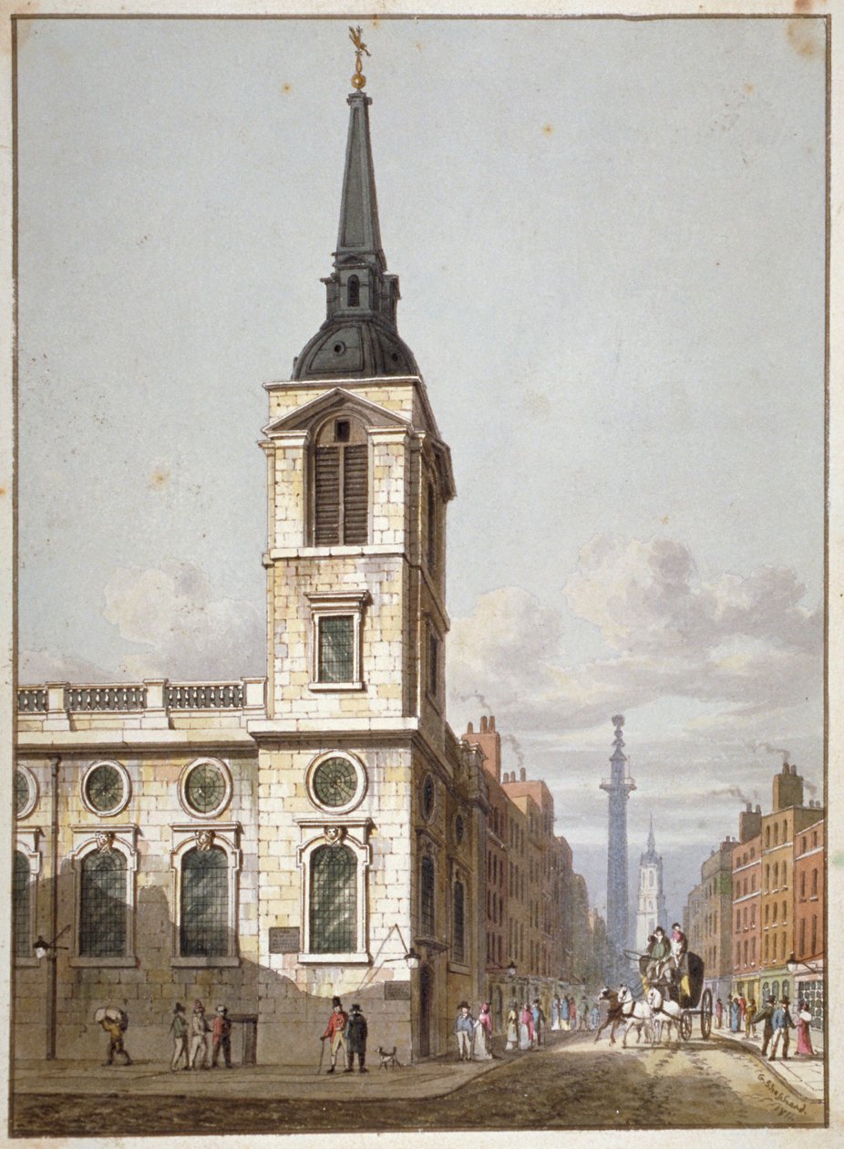 Kostel St Benet Gracechurch a Gracechurch Street, City of London, 1811 od George Shepherd