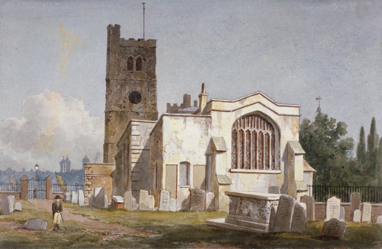Kostel Panny Marie v Lambeth, Londýn, c1810 od George Shepherd