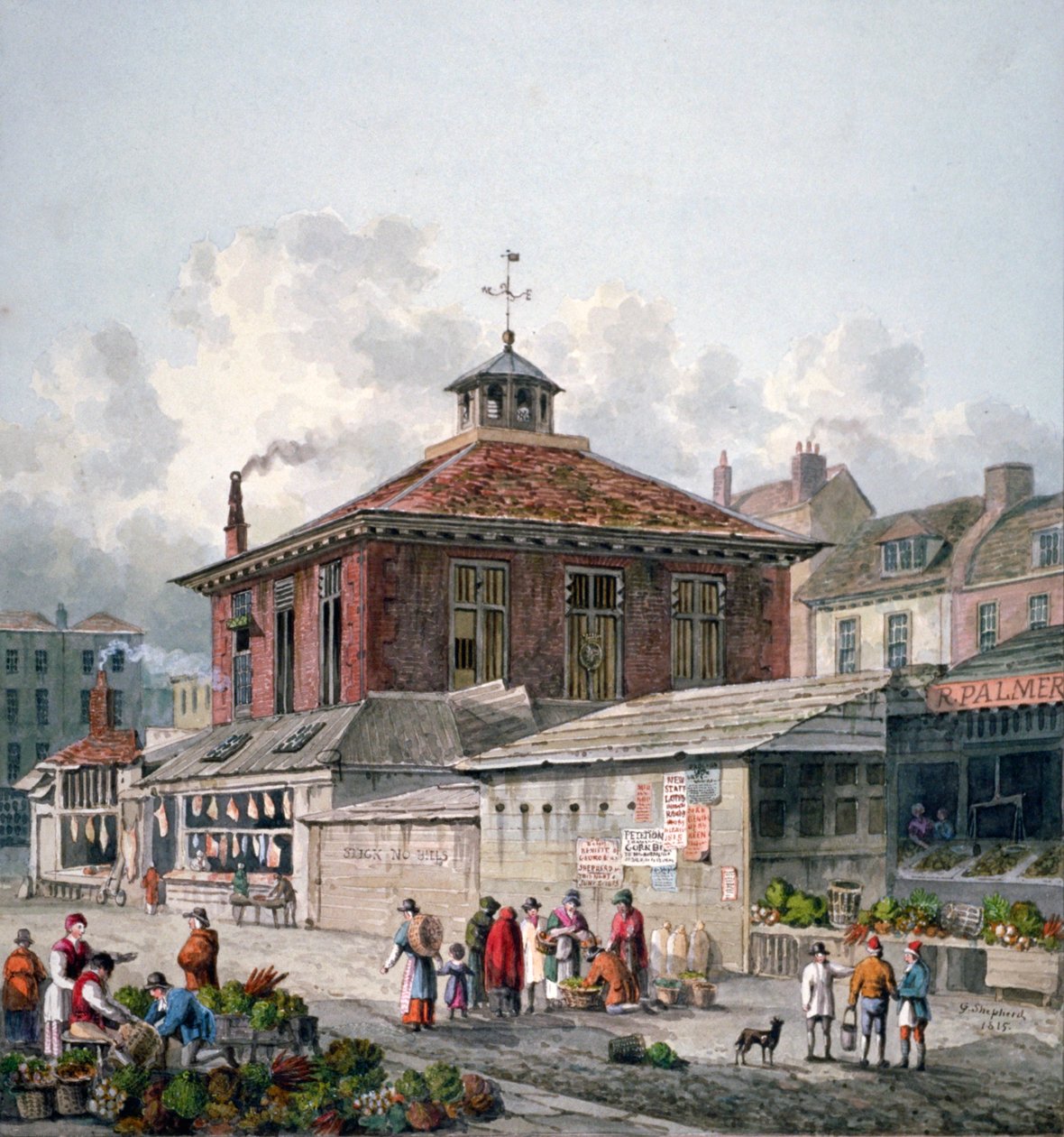 Clare Market, Westminster, Londýn, 1815 od George Shepherd