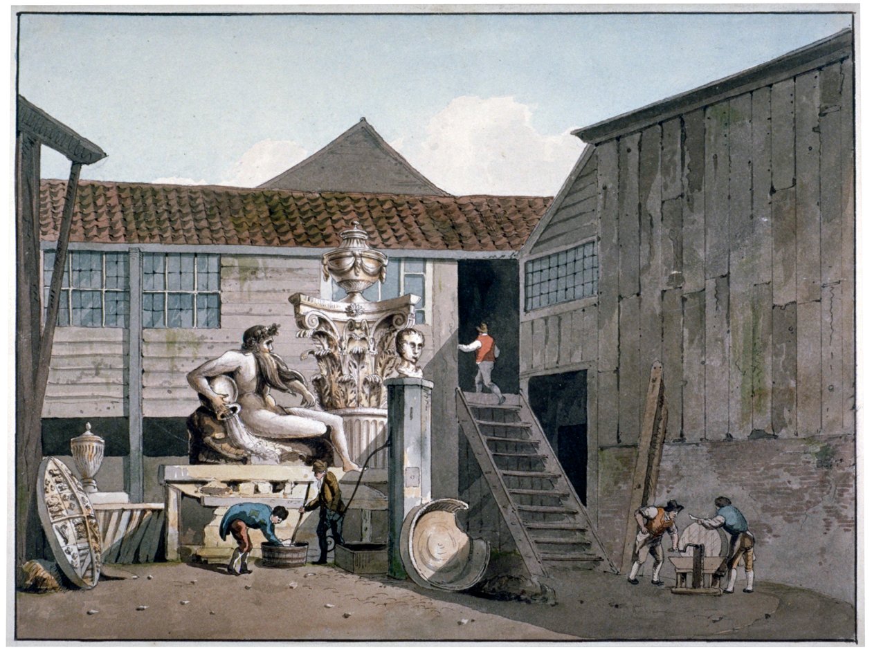 Coade Stone tovární dvůr na Narrow Wall Street, Lambeth, Londýn, c1800. od George Shepherd