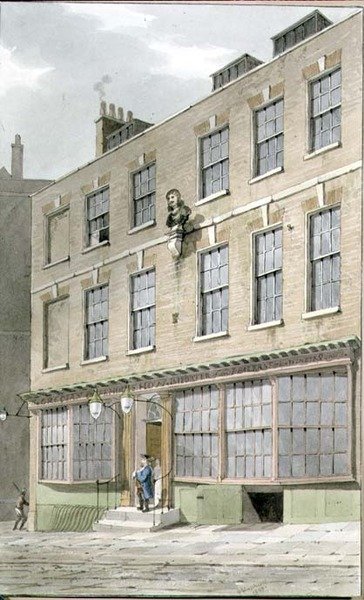 Řecká kavárna, Devereaux Court, 1809 od George Shepherd