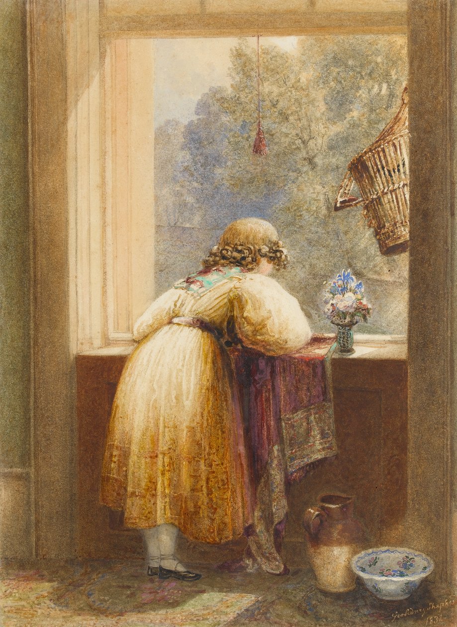 Pohled z okna v patře, 1832 (čb na papíře) od George Shepherd