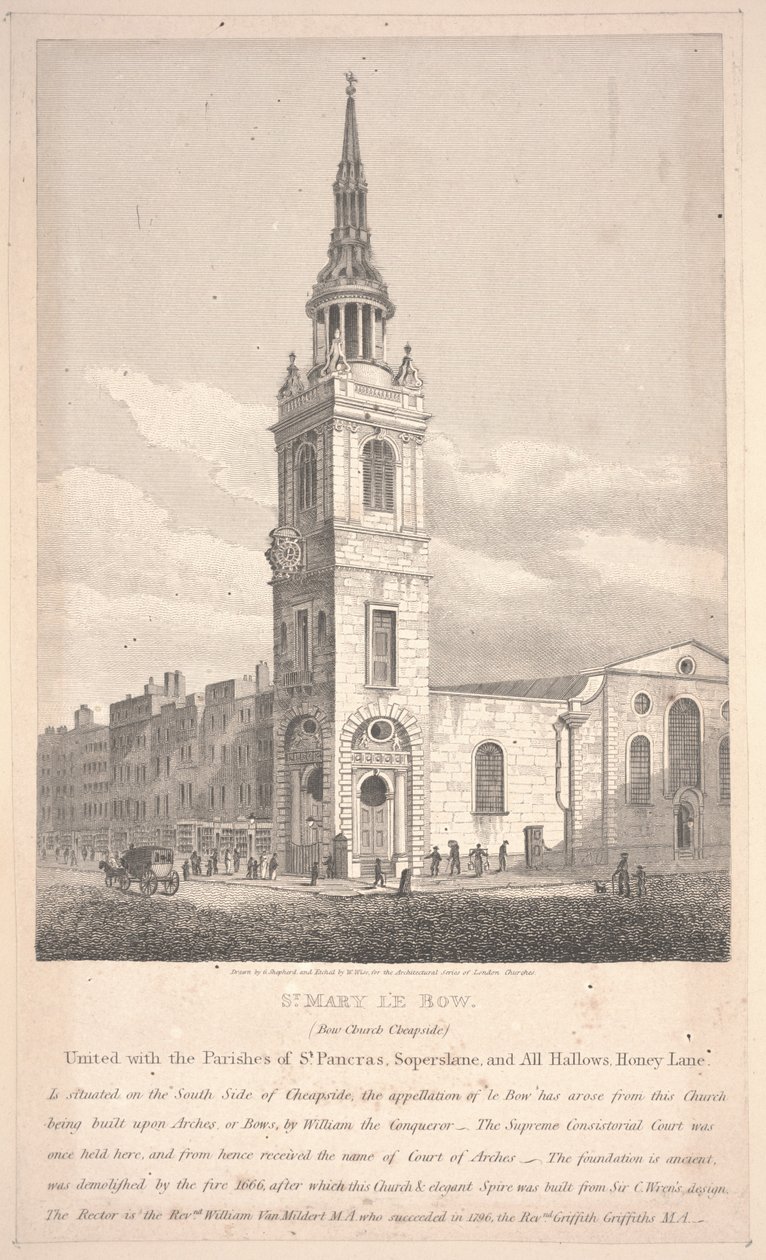 St. Mary Le Bow, vyrytý William Wise od George Shepherd
