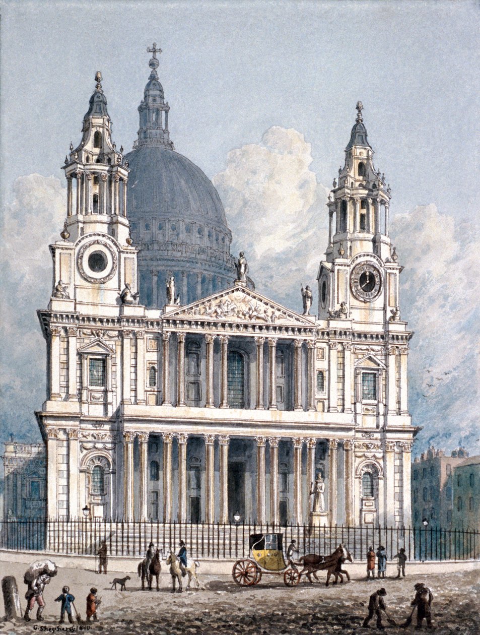 Katedrála svatého Pavla, Londýn, 1810 od George Shepherd