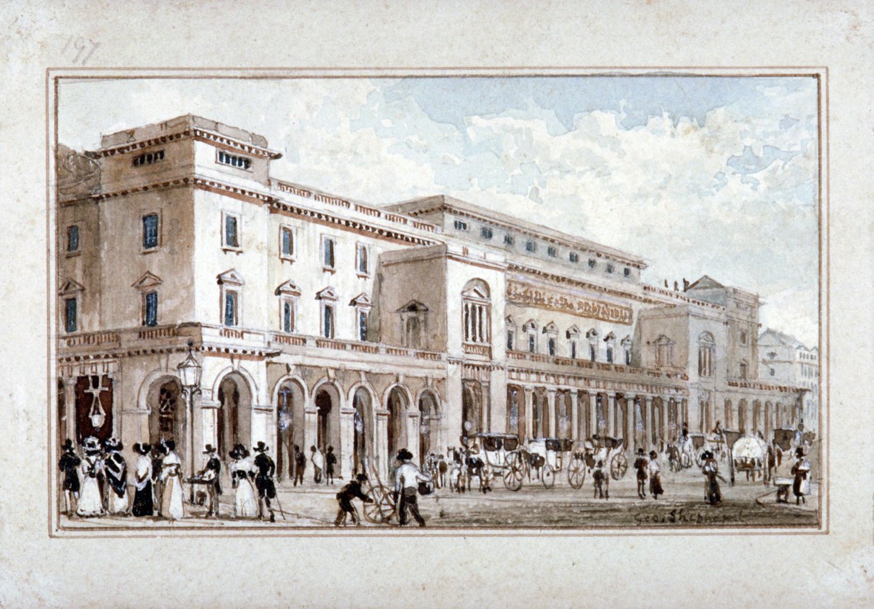 Královské divadlo, Haymarket, Westminster, Londýn, 1828 od George Shepherd