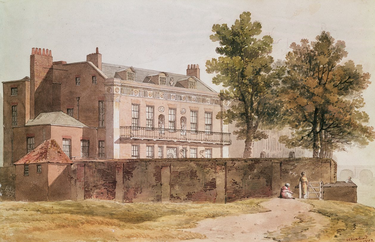 Pohled na Grosvenor House v Millbank, 1809 od George Shepherd