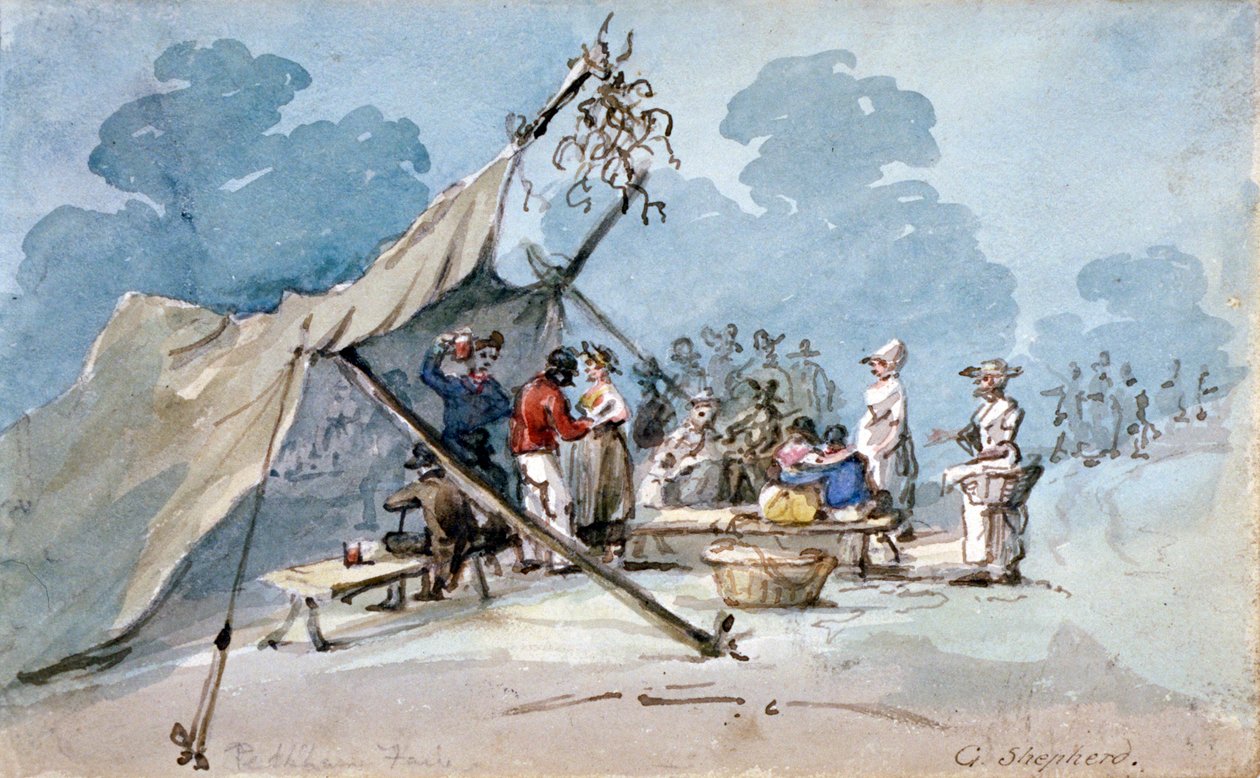 Pohled na lidi navštěvující Peckham Fair, Londýn, c1820 od George Shepherd