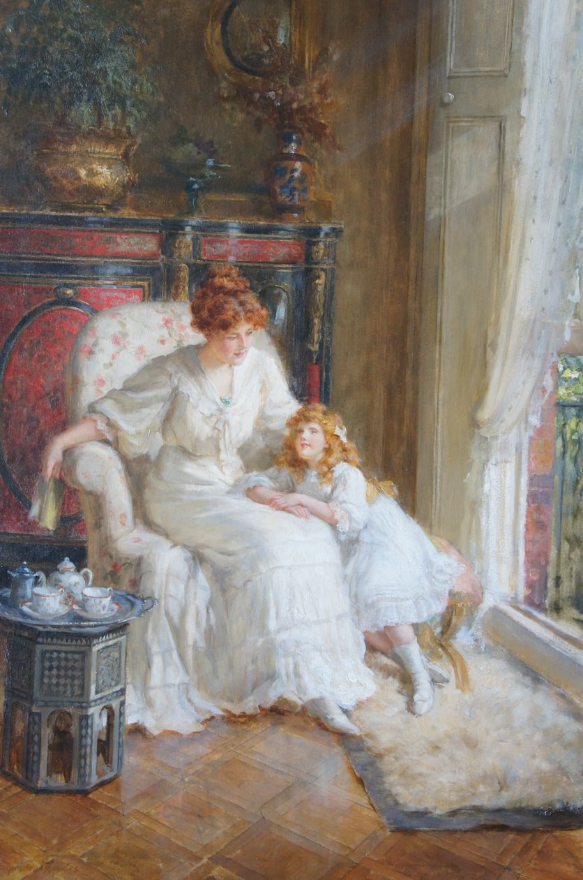 Matka a dcera u čaje (olej na plátně) od George Sheridan Knowles
