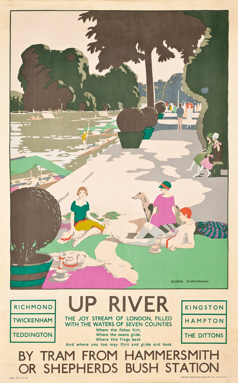 "Up River", plakát London Transport, 1926 od George Sheringham