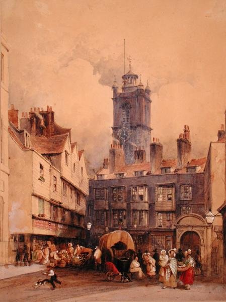 St. Giles, Cripplegate (akvarel na papíře) od George Sidney Shepherd