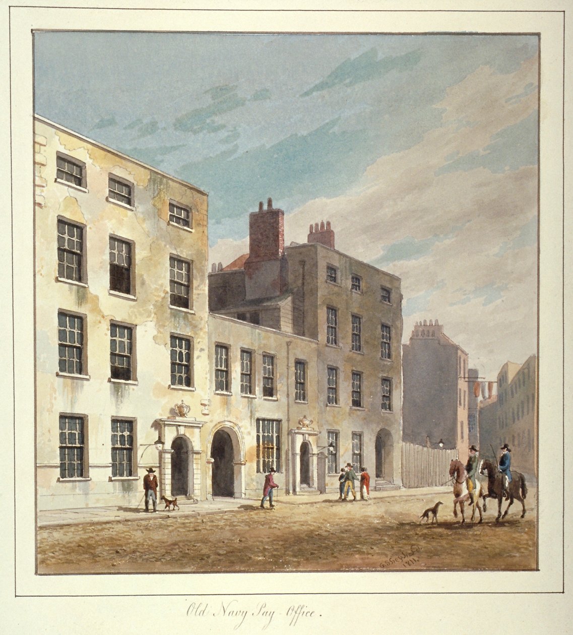 The Old Navy Pay Office, Old Broad Street, City of London, 1811. od George Sidney Shepherd