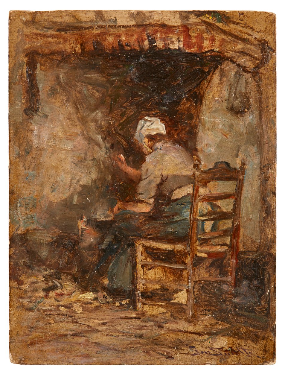Náčrt dojičky (olej na palubě) od George Smith