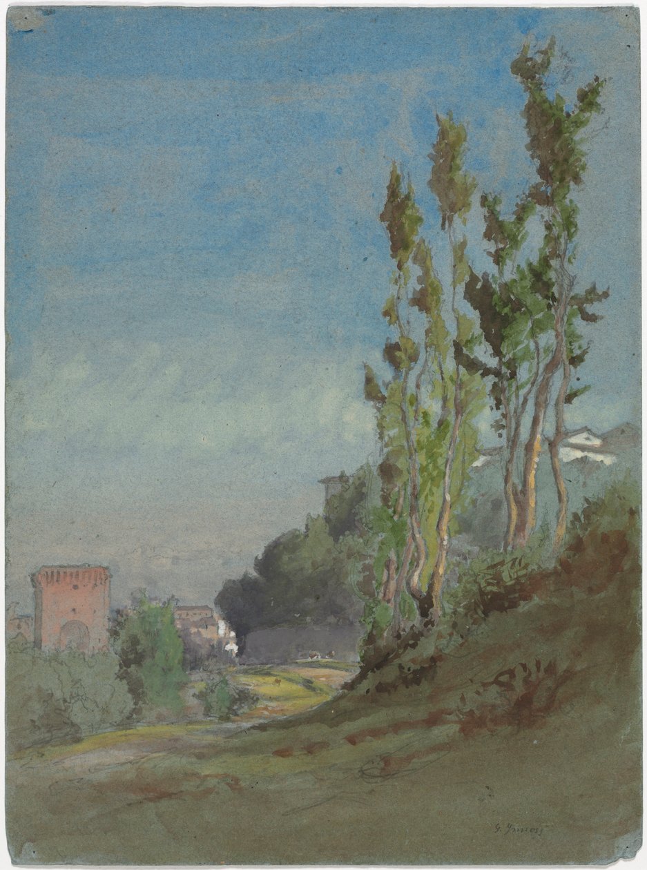 Albano, Itálie, asi 1872 (akvarel s kvašem nad grafitem) od George Snr. Inness