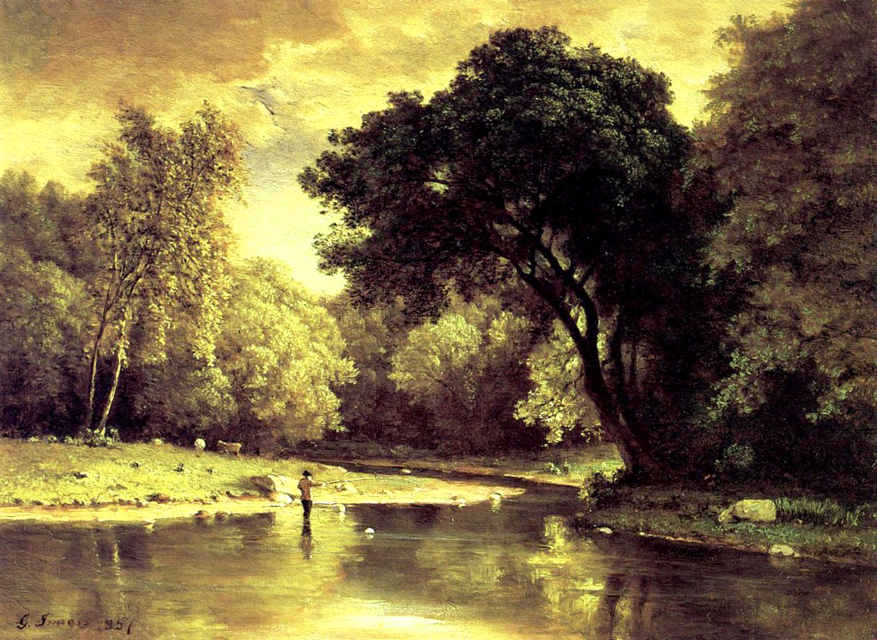 Rybář v proudu od George Snr. Inness