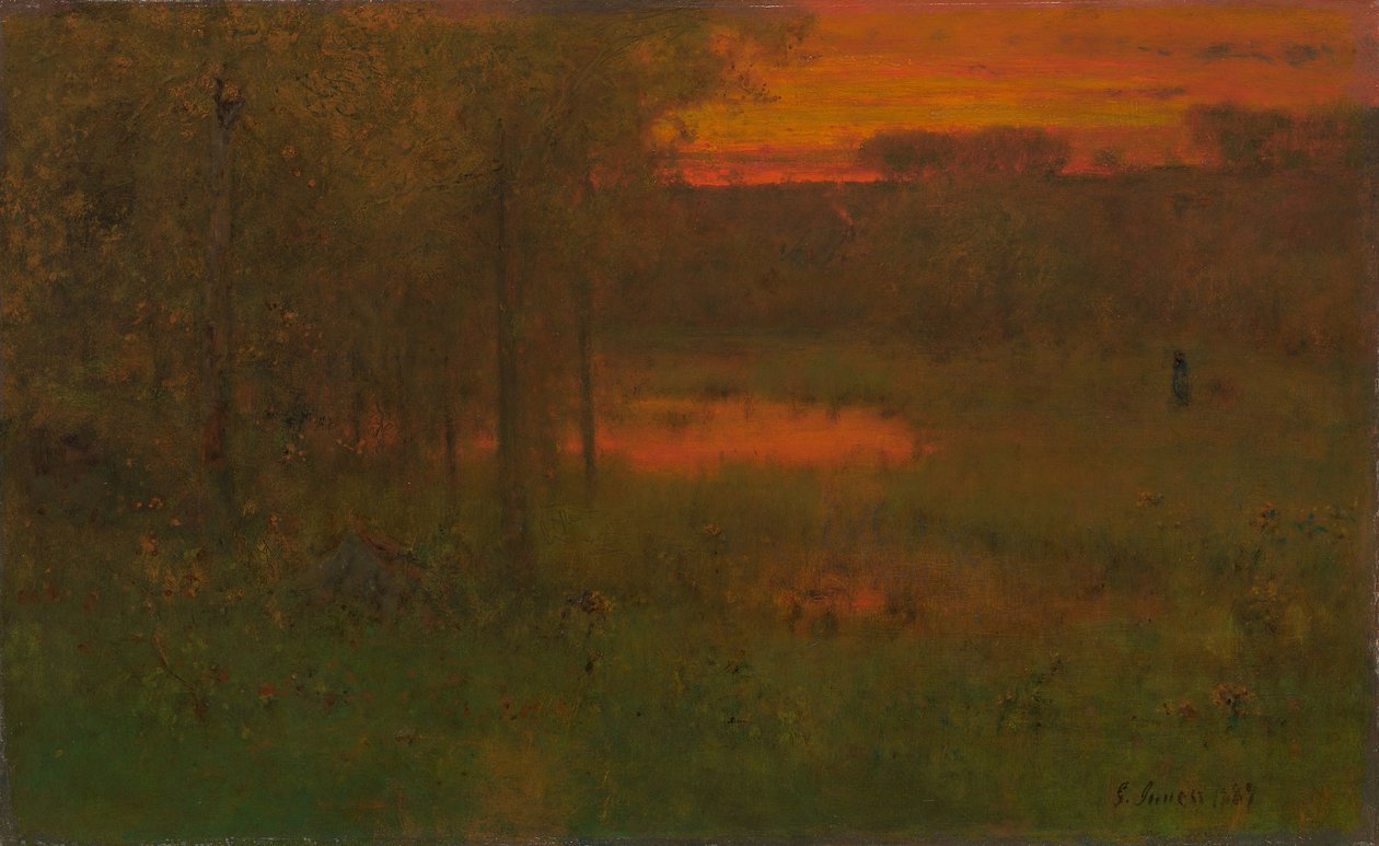 Krajina, západ slunce, 1887-89 od George Snr. Inness