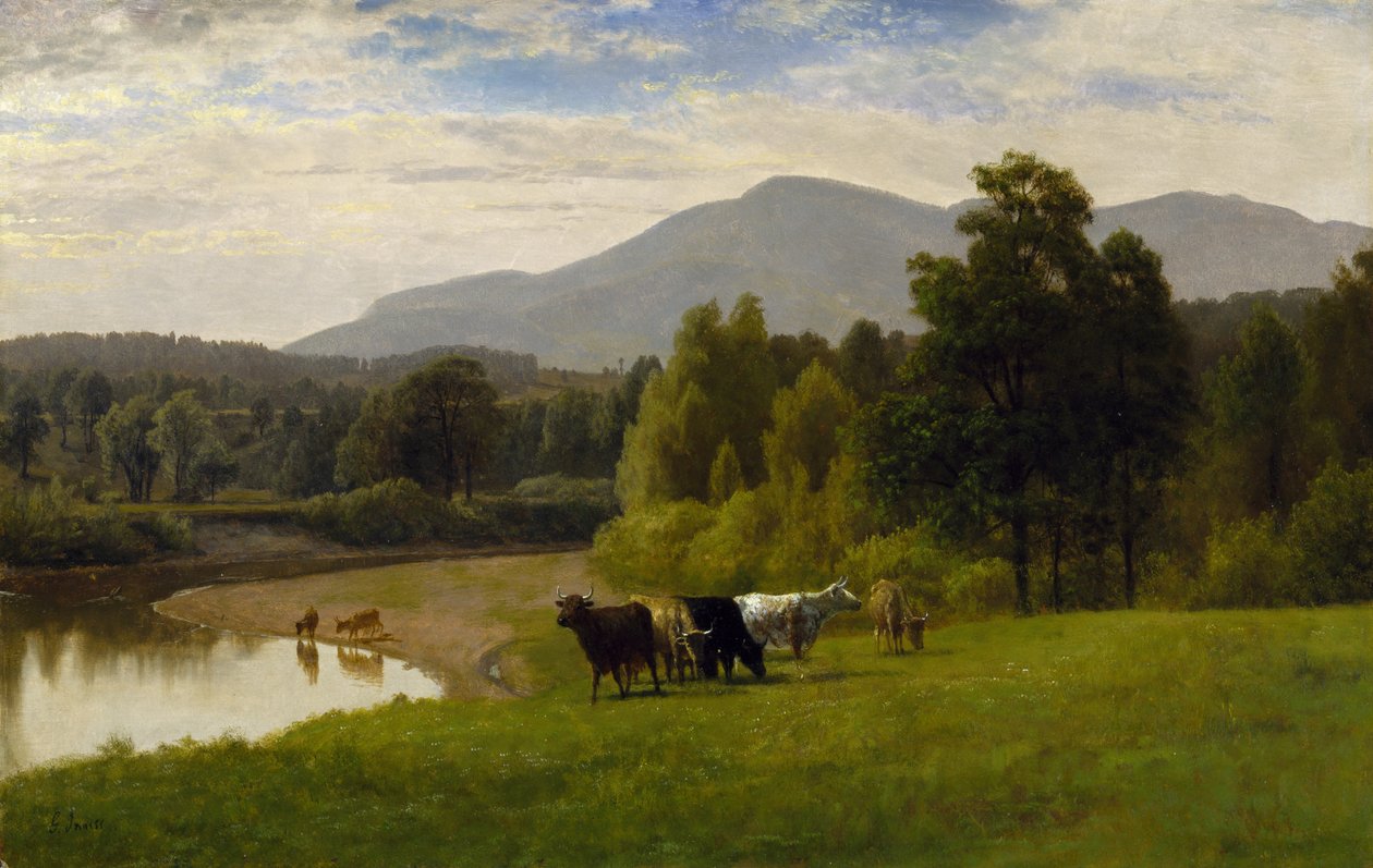 Pasture Lands, 1867 (olej na papíře na desce) od George Snr. Inness