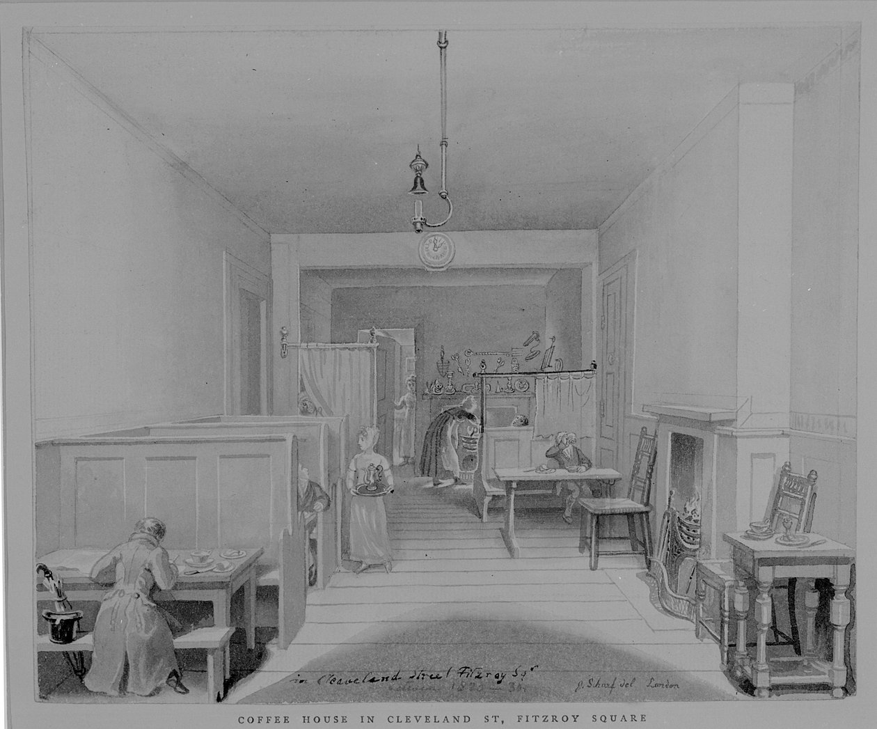 Coffee House v Cleveland Street, Fitzroy Square, Londýn od George Snr Scharf