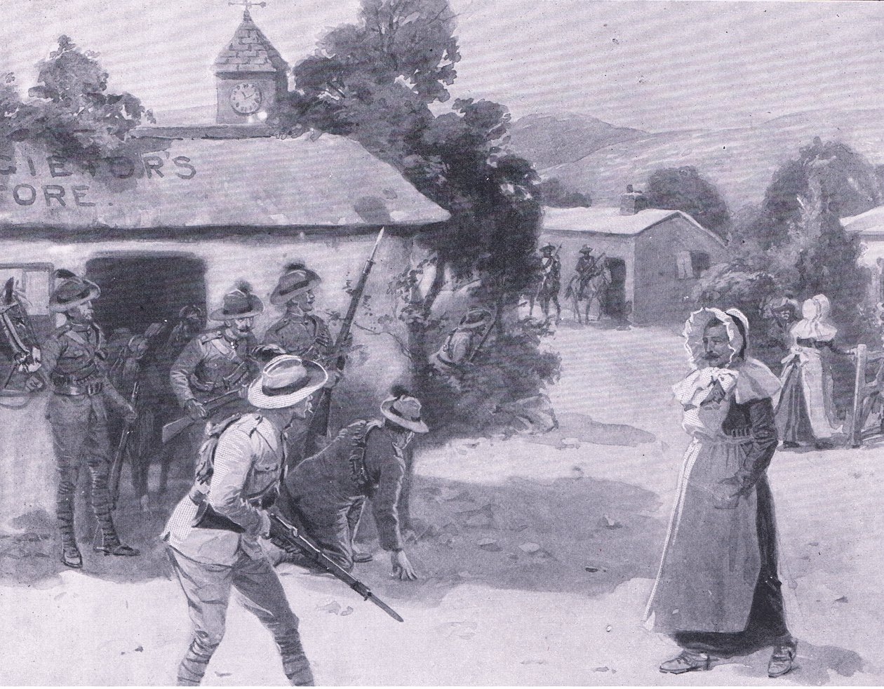 Bethunes decoys, z After Pretoria: The Guerilla War vydané Harmsworth Bros Limited, 1901 od George Soper
