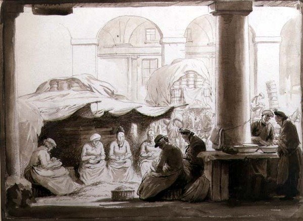 Shelling Peas, Covent Garden od George Soper