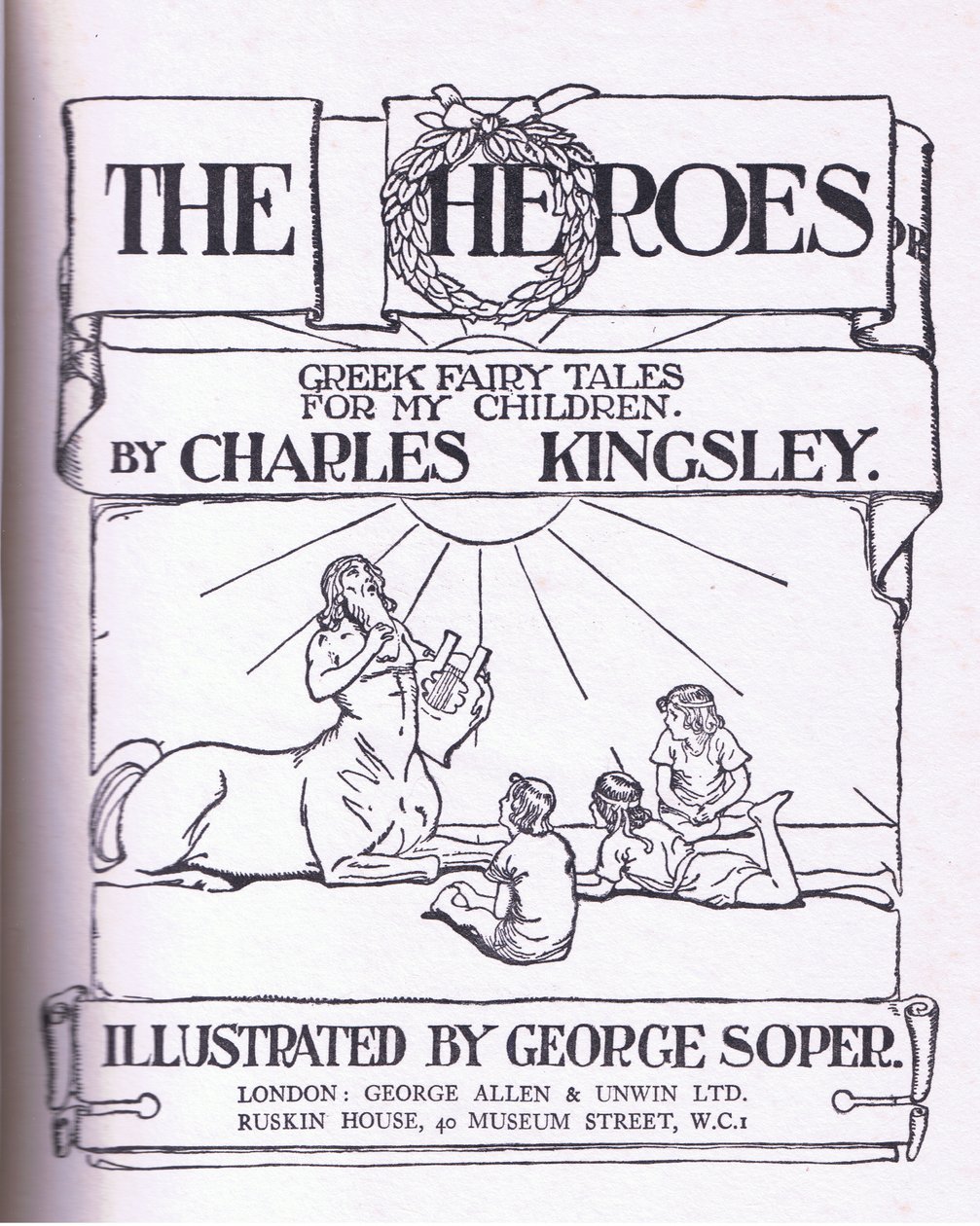 Návrh titulní strany z knihy The Heroes vydané nakladatelstvím George Allen and Unwin v roce 1929 od George Soper