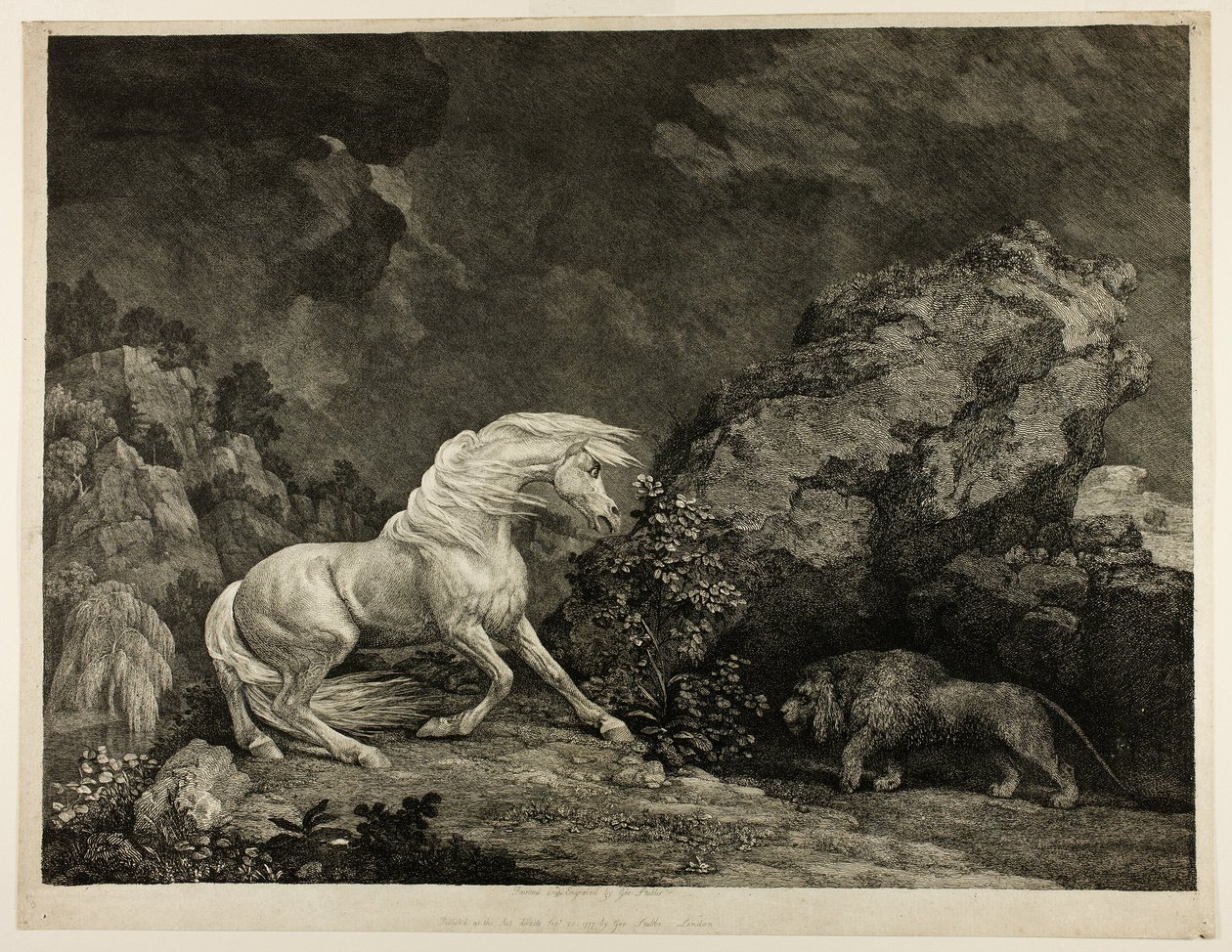 Kůň vystrašený lvem od George Stubbs