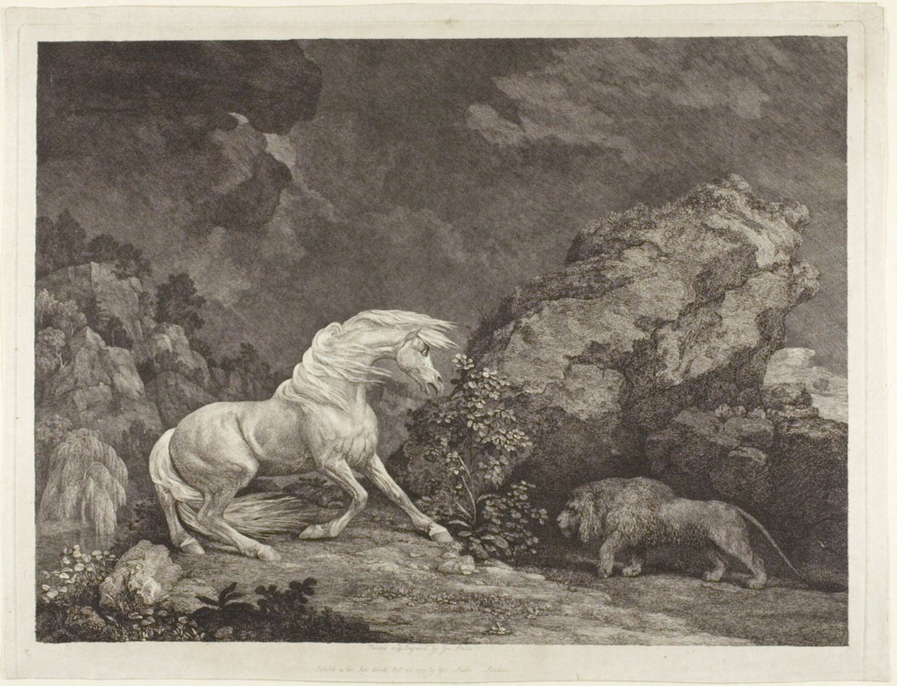 Kůň vystrašený lvem od George Stubbs