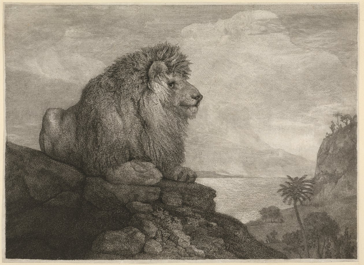 Lev [Lev spočívající na skále] od George Stubbs