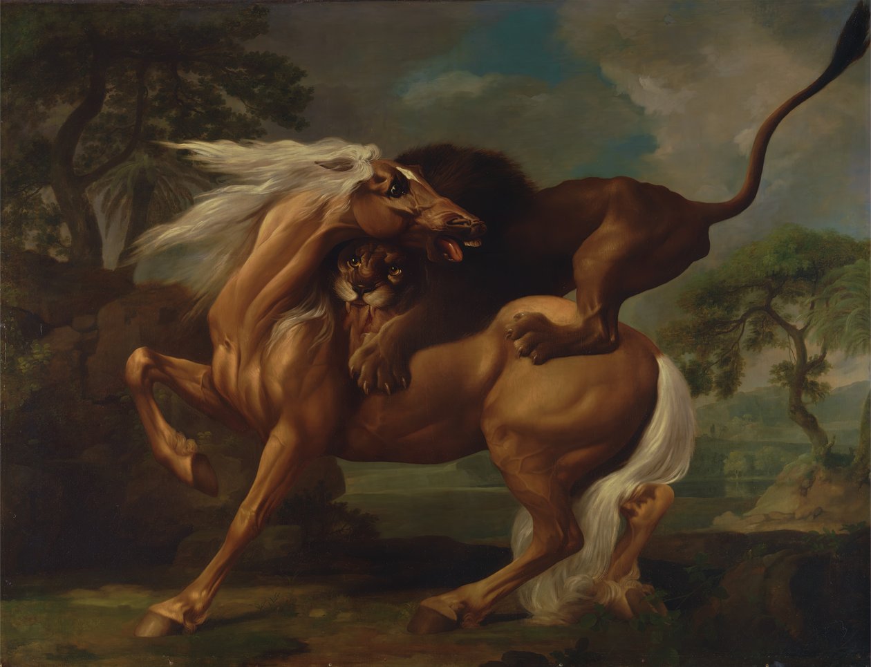 Lev útočí na koně, 1762. od George Stubbs