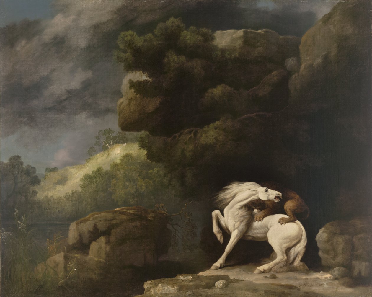 Lev útočí na koně, 1770 od George Stubbs