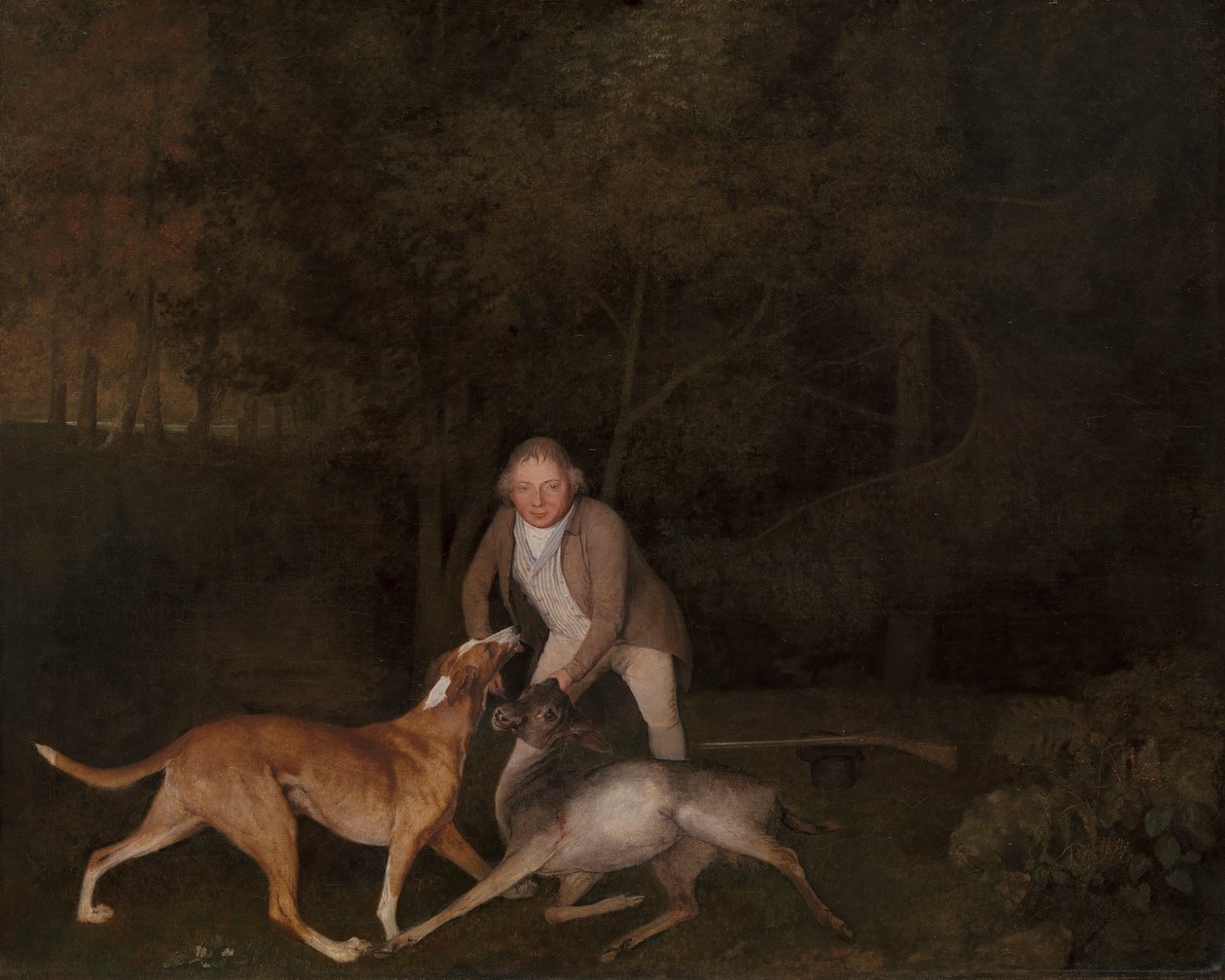 Freeman, hajný hraběte z Clarendonu, s umírající laní a psem od George Stubbs