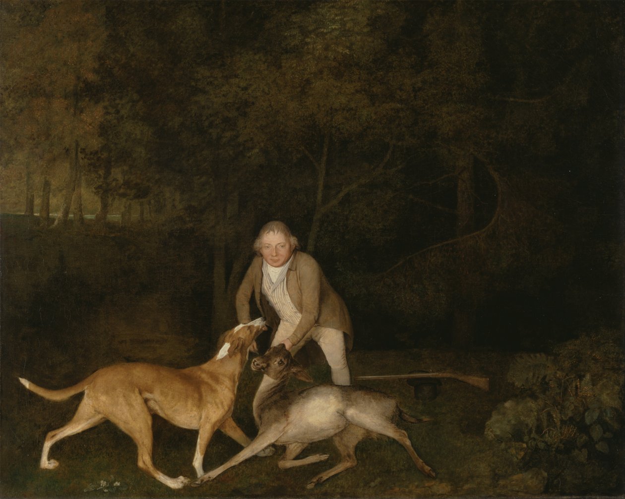 Freeman, hajný hraběte z Clarendonu, s umírající laní a psem. od George Stubbs