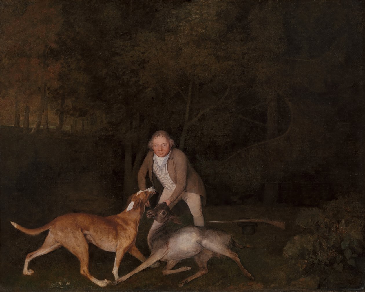 Freeman, hajný hraběte z Clarendonu, s umírající laní a psem, 1800. od George Stubbs