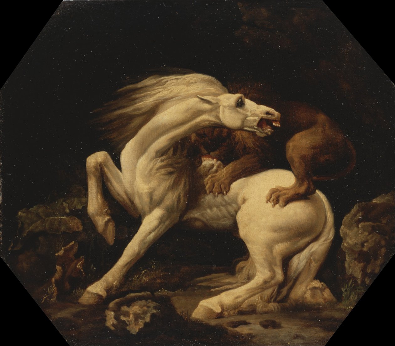 Kůň napadený lvem (díl C) od George Stubbs