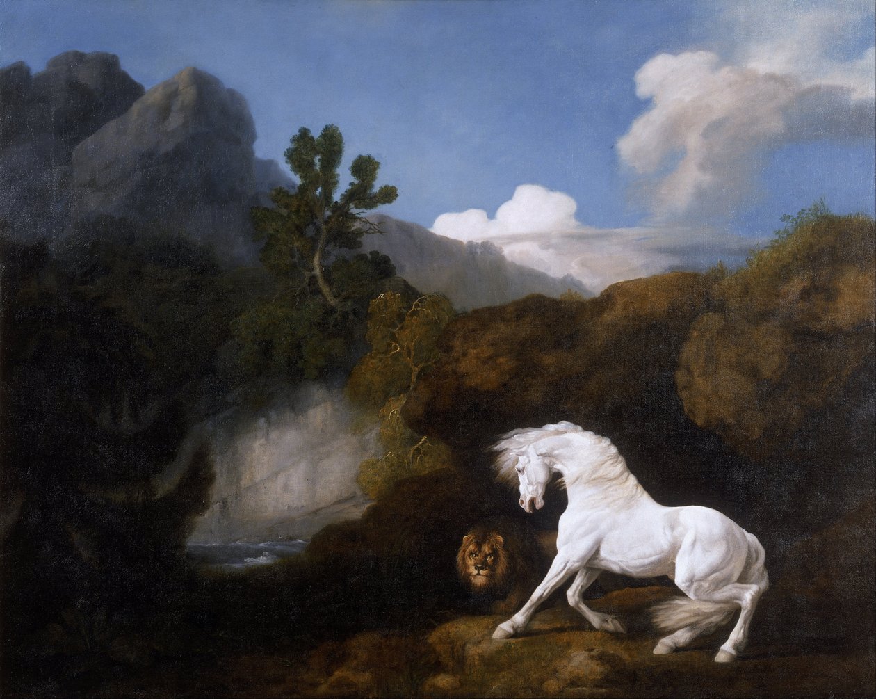 Kůň vyděšený lvem od George Stubbs