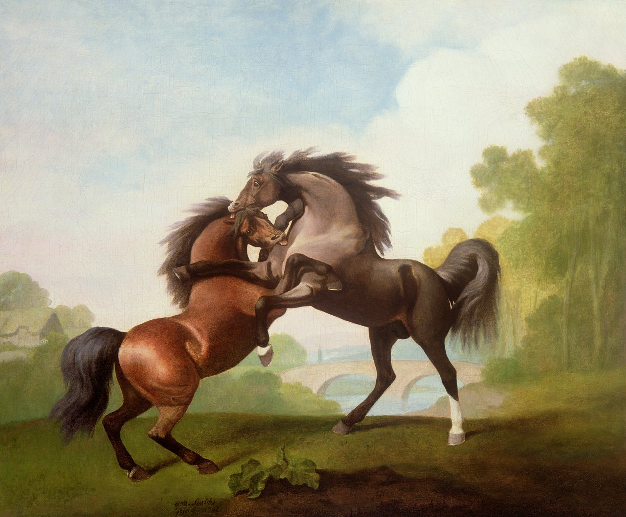 Bojování koní od George Stubbs