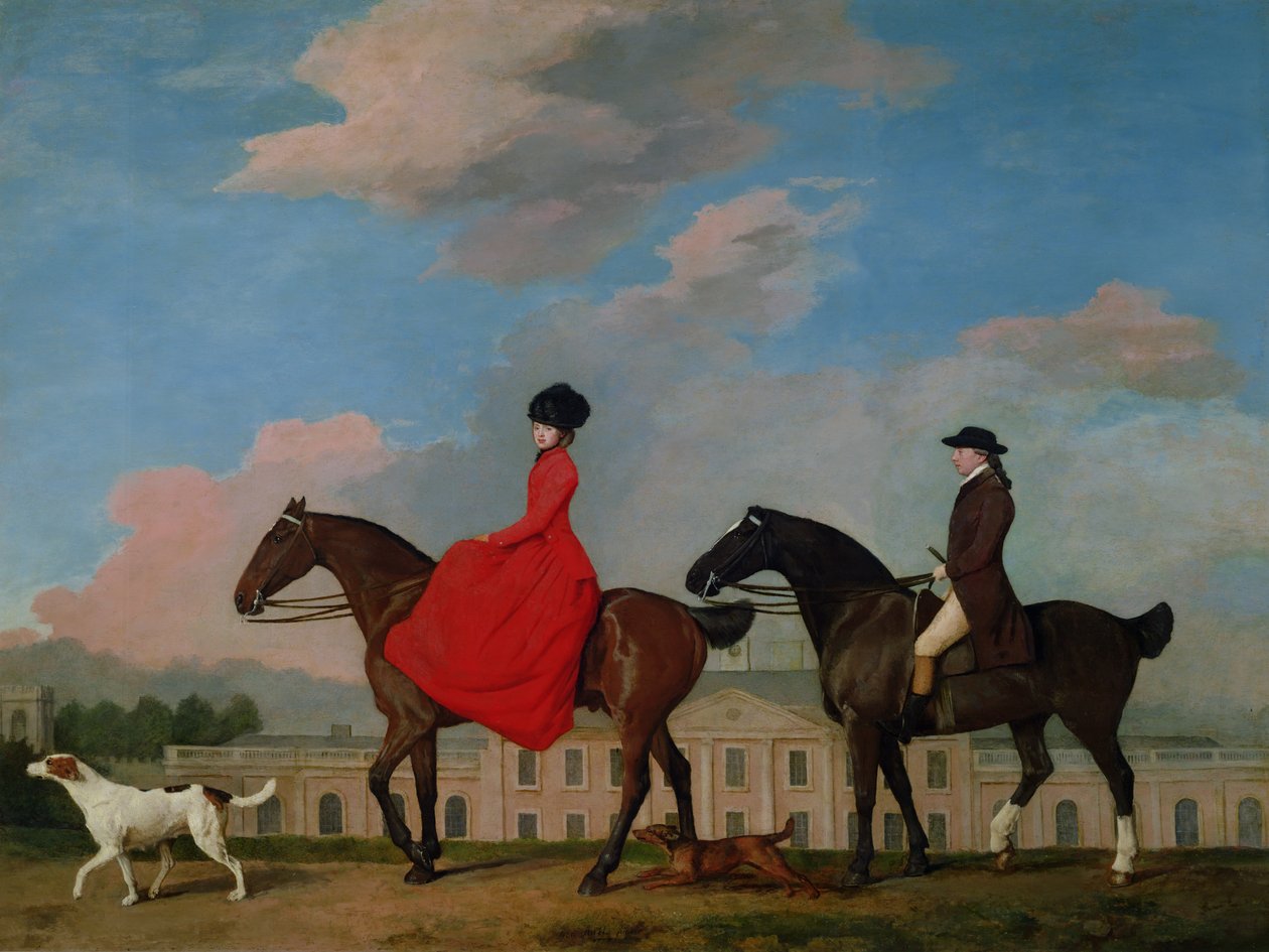 John a Sophia Musters na koni v Colwick Hall, 1777 od George Stubbs