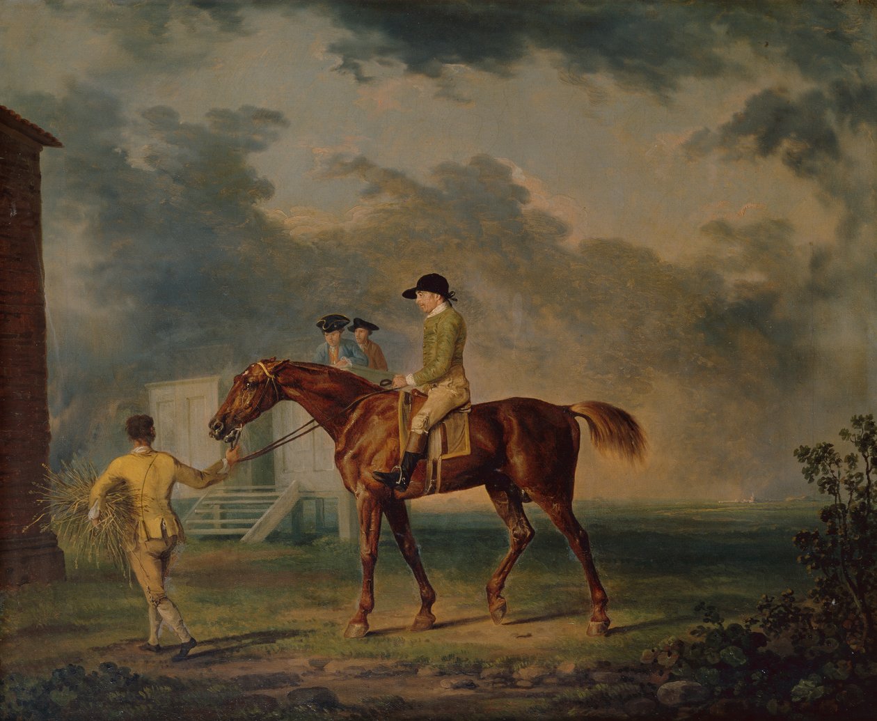 Sir Salomon, A Bay Racehorse s J. Singletonem, Newmarket (olej na plátně) od George Stubbs