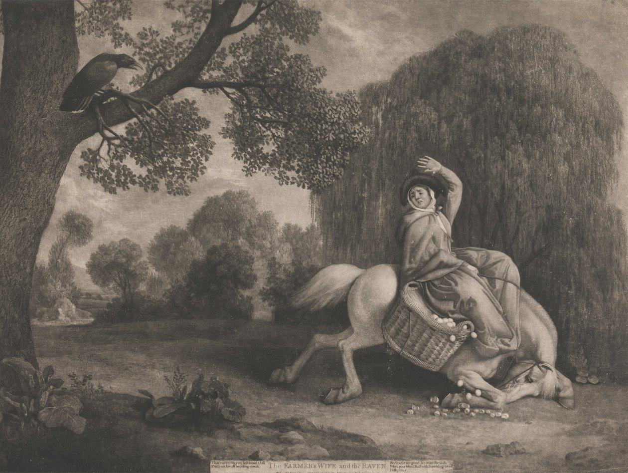 The Farmers Wife and the Raven, ryté umělcem, hospoda. 1788 (viz také 123112) od George Stubbs