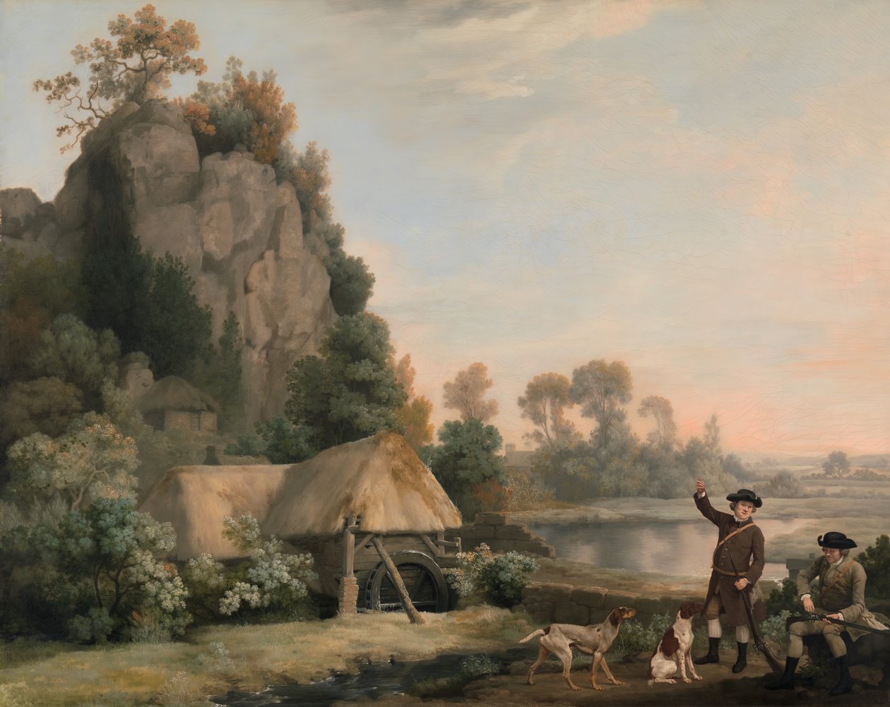 Dva pánové jdou střílet, s výhledem na Creswell Crags, Foceno na místě, ca. 1767. od George Stubbs