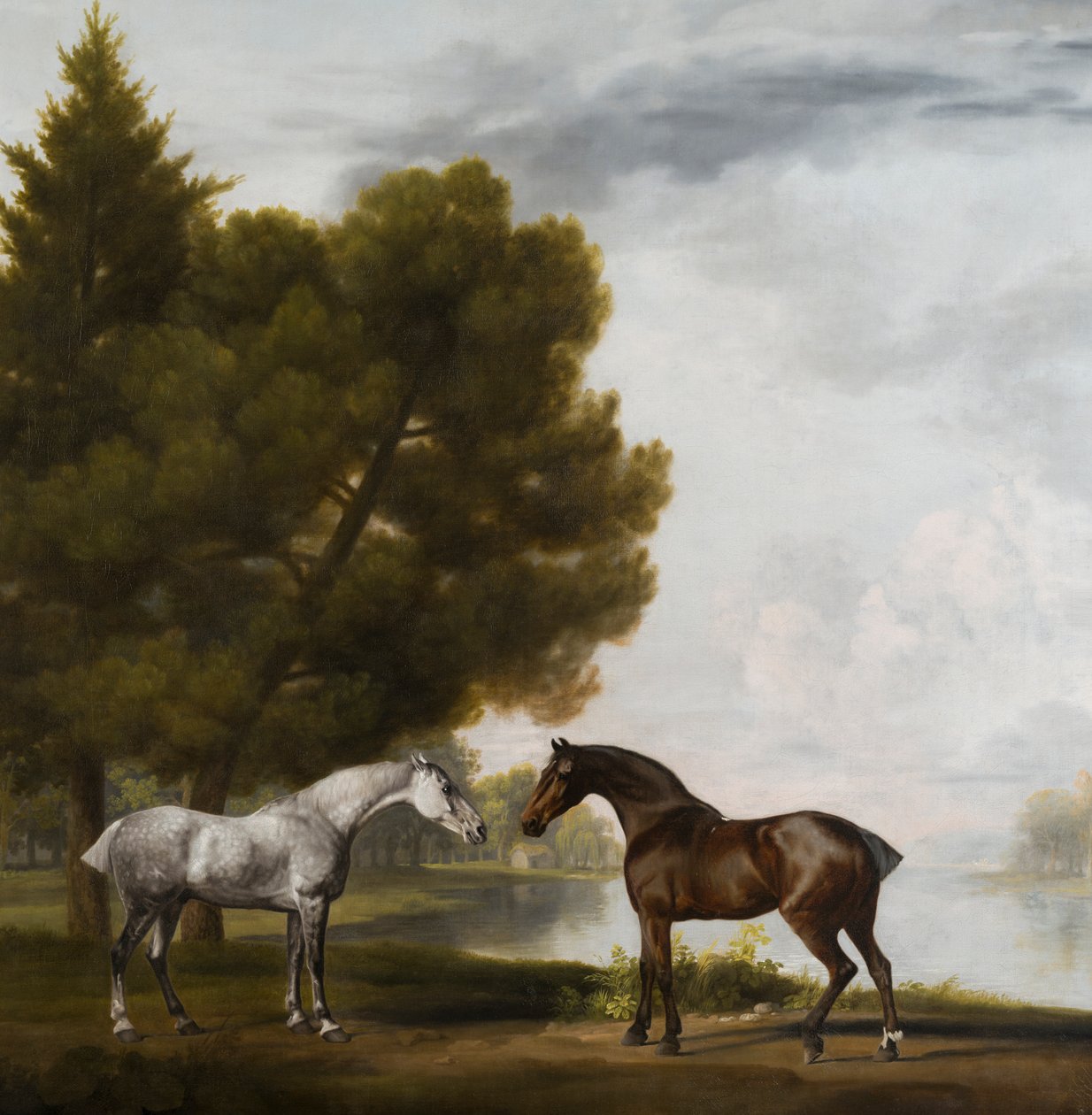 Dva koně komunikující v krajině, kolem 1765-80 (olej na plátně) od George Stubbs