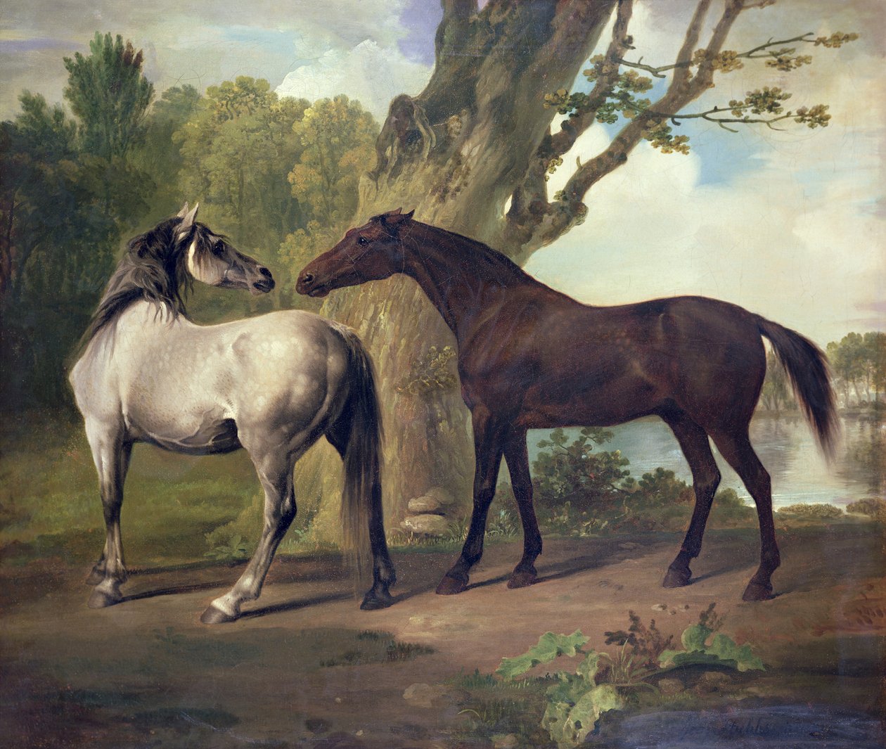 Dva koně v krajině od George Stubbs
