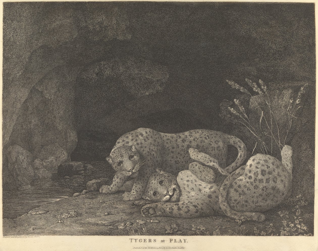 Tygers ve hře od George Stubbs