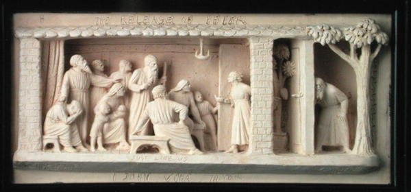 The Release of Peter, vyrobený Doulton & Co., kolem 1872-82 (terakota) od George Tinworth