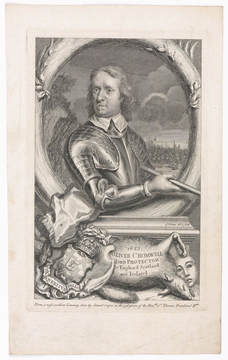 ?1653 Oliver Cromwell Lord protektor Anglie Skotsko a Irsko? od George Vertue