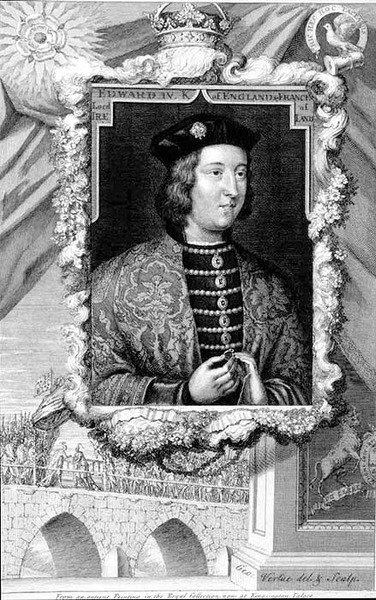Edward IV (1442-83) anglický král z roku 1461, podle portrétu v Kensingtonském paláci, vyrytý umělcem (rytina) od George Vertue