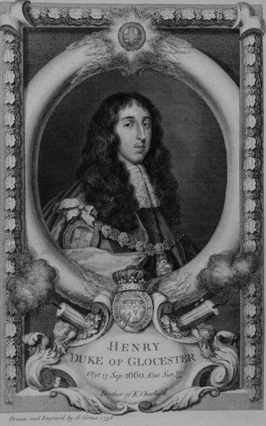 Henry, vévoda z Gloucesteru (1639-60) mladší bratr Karla II., vyryto umělcem od George Vertue
