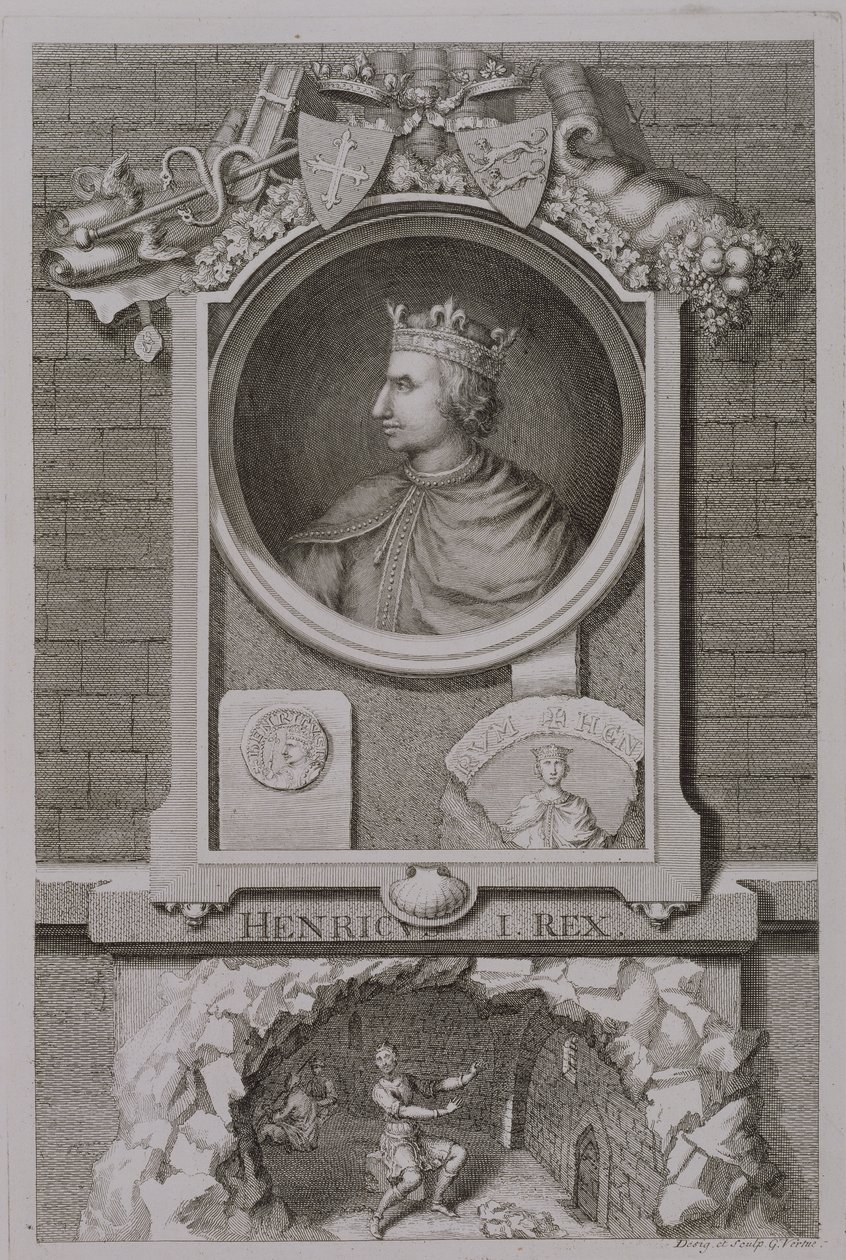 Jindřich I. (1068-1135) anglický král z roku 1100, vyryto umělcem od George Vertue