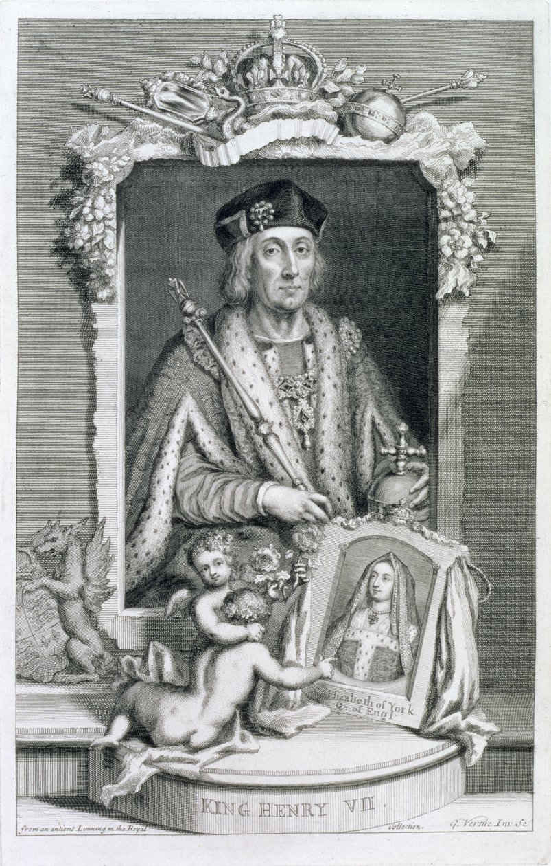 Jindřich VII. (1457-1509), anglický král od roku 1485, podle portrétu v královské sbírce, vyrytého autorem od George Vertue