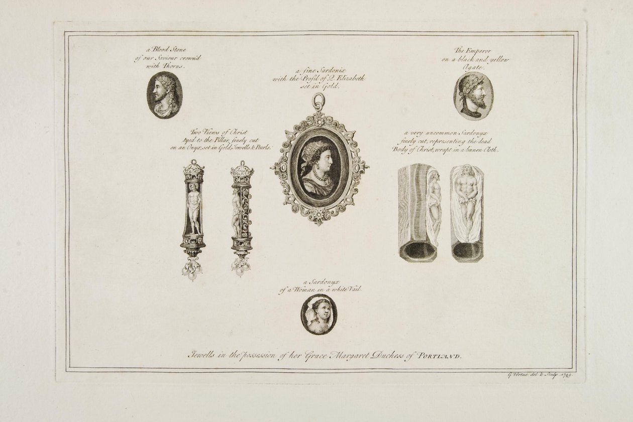 Klenoty v držení její milosti Margaret vévodkyně z Portlandu, 1749 od George Vertue
