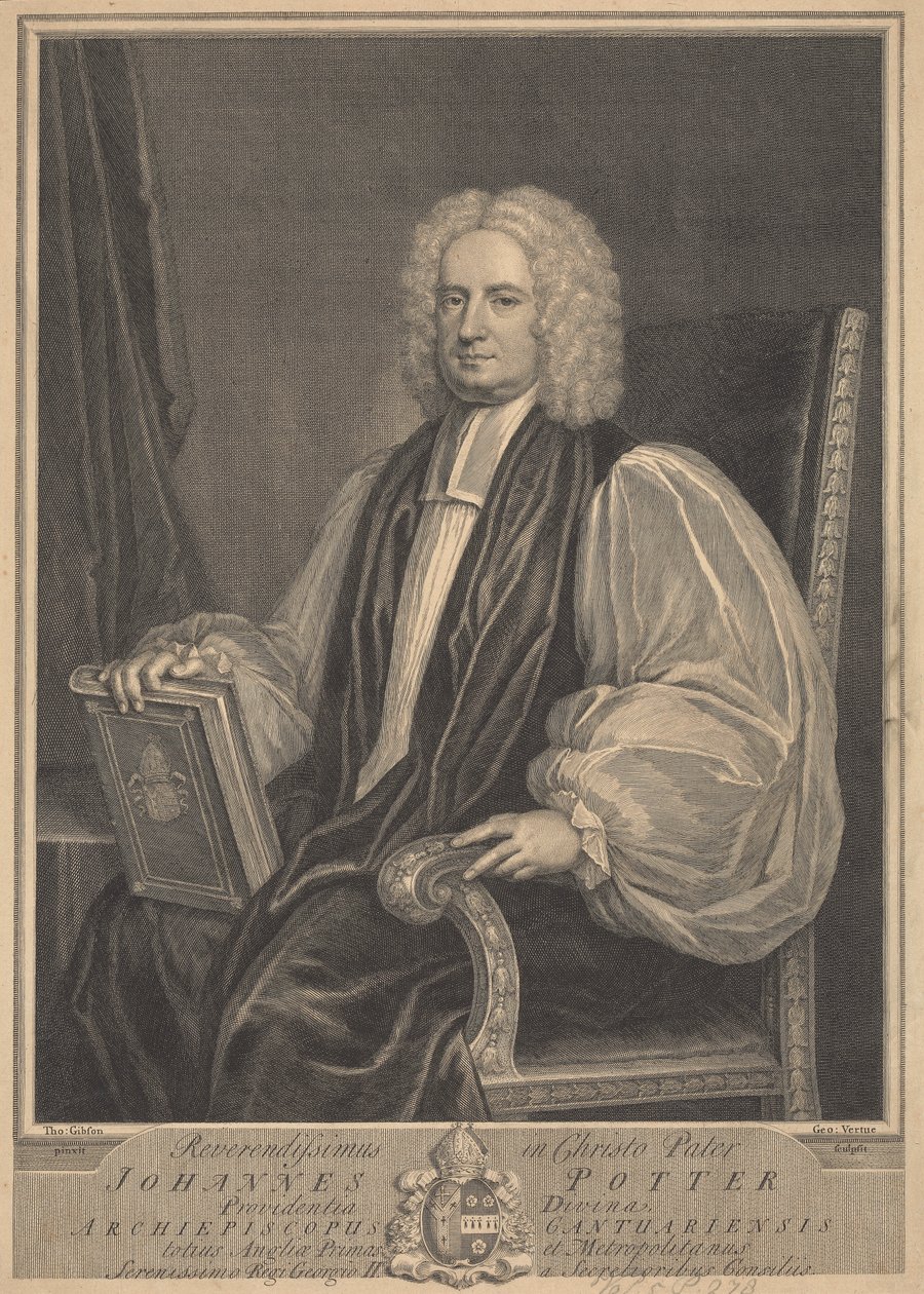 John Potter, arcibiskup z Canterbury od George Vertue